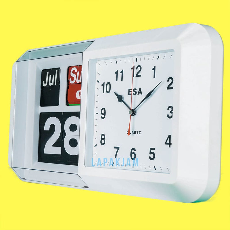 Jam Dinding Analog Polos Minimalis Esa Putih JDESD-410GLHRP