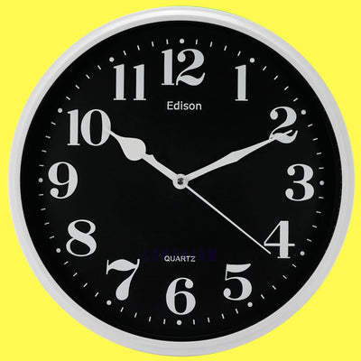 Jam Dinding Analog Polos Minimalis Edison Putih Hitam JDEDISEDW319T31PUTHIT