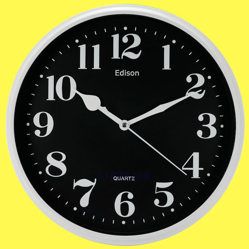 Jam Dinding Analog Polos Minimalis Edison Putih Hitam JDEDISEDW319T31PUTHIT