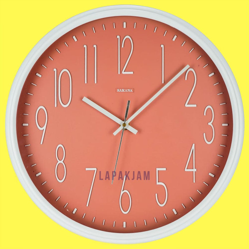 Jam Dinding Analog Polos Minimalis Sakana Putih JD15SAK9PN