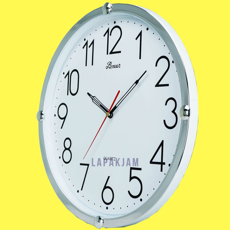 Jam Dinding Analog Polos Minimalis Pioneer Putih JD00205P11WHI