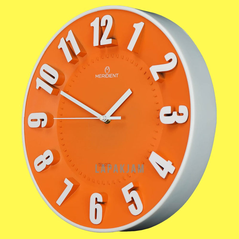 Jam Dinding Analog Polos Minimalis Meridient Orange JDME978ORA