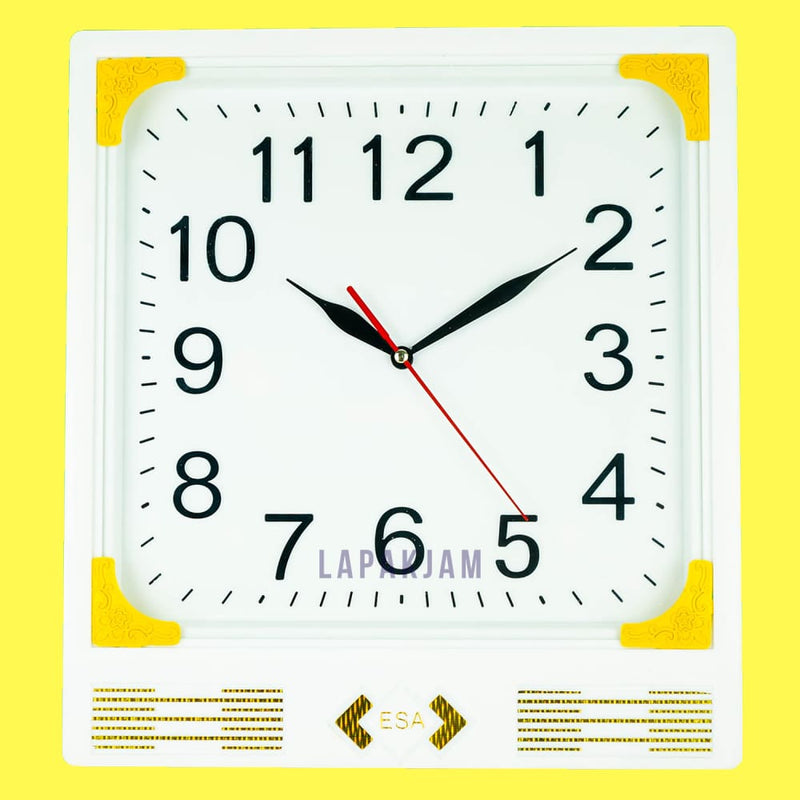Jam Dinding Analog Polos Minimalis Esa Kuning JDESA466KUN