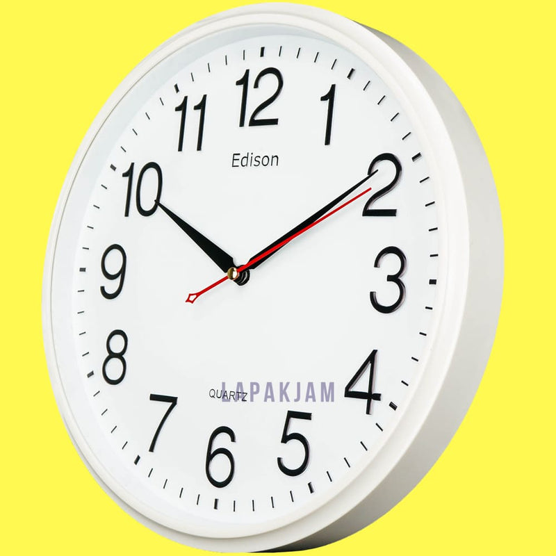 Jam Dinding Analog Polos Minimalis Edison Putih JDEDEDW31T-1PU