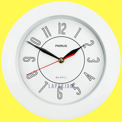 Jam Dinding Analog Polos Minimalis Piorus Putih JDPI92APUT