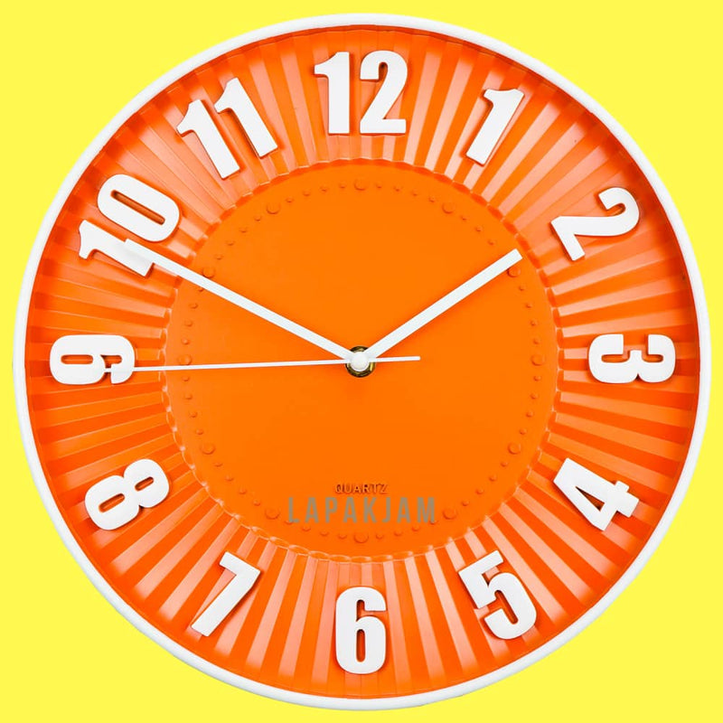 Jam Dinding Analog Polos Minimalis Kikai Orange JDKI9750ORA