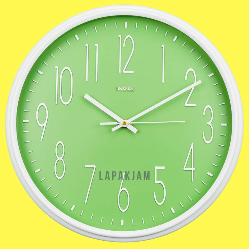 Jam Dinding Analog Polos Minimalis Sakana Hijau JDSA44HIJ