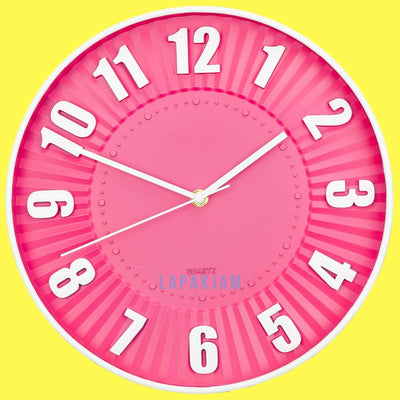 Jam Dinding Analog Polos Minimalis Kikai Pink JDKI9750PIN