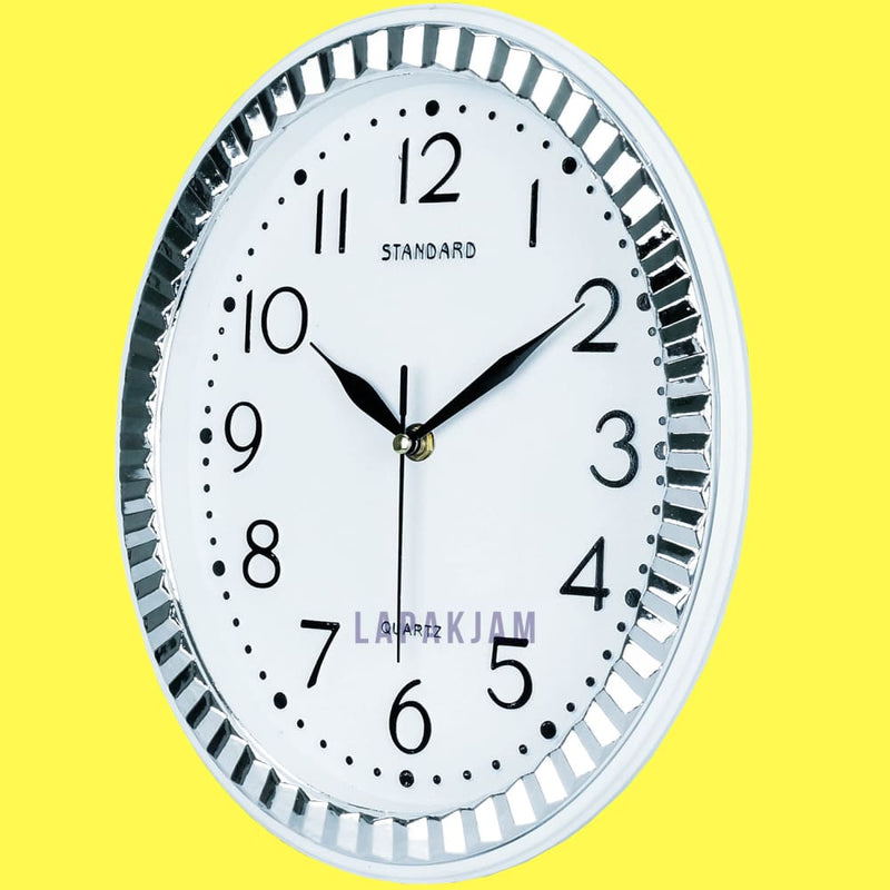 Jam Dinding Analog Polos Minimalis Standard Silver JDSTAN121PPUTSIL