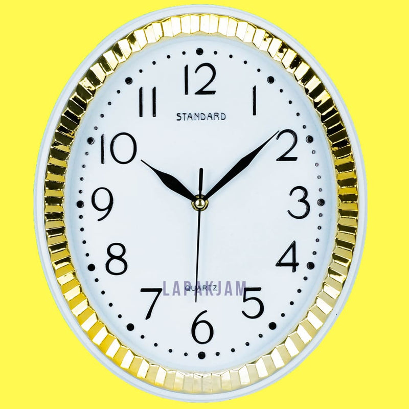 Jam Dinding Analog Polos Minimalis Standard Gold JDSTAN121MGOL