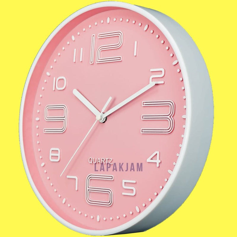 Jam Dinding Analog Polos Minimalis Nikko Pink JDNINK2821PIN