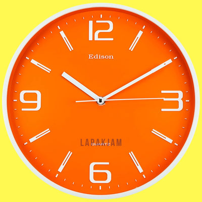 Jam Dinding Analog Polos Minimalis Edison Orange JDEDEDW29TCORA