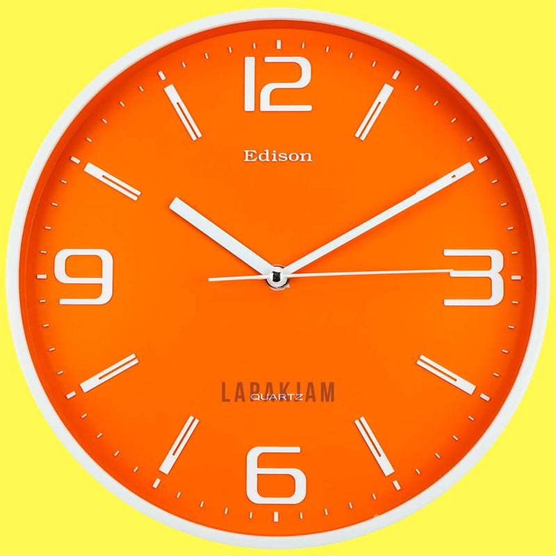 Jam Dinding Analog Polos Minimalis Edison Orange JDEDEDW29TCORA