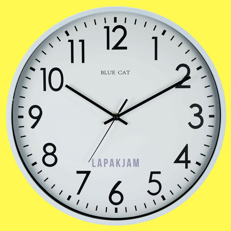 Jam Dinding Analog Polos Minimalis Bluecat Putih JDBLUEBC3002PUT