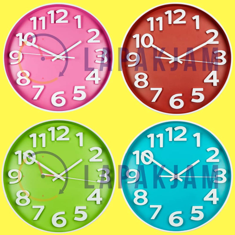 Jam Dinding Analog Polos Minimalis Kikai Pink JDKIXYM2738PIN