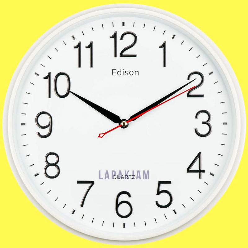 Jam Dinding Analog Polos Minimalis Edison Putih JDEDEDW31T-1PU