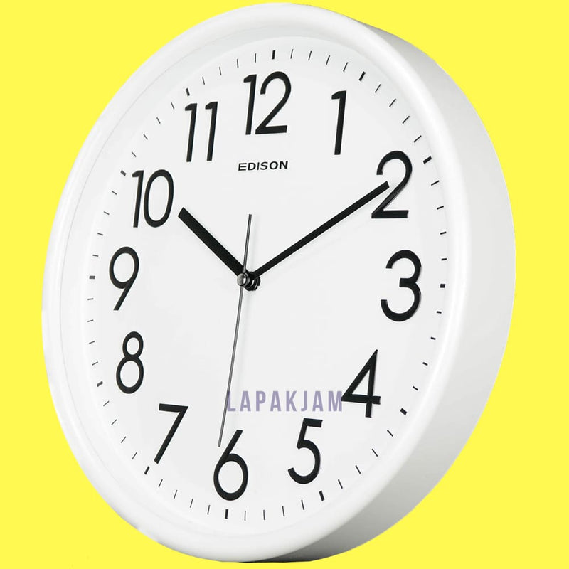 Jam Dinding Analog Polos Minimalis Edison Putih JDEDEDW315TPUT