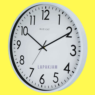 Jam Dinding Analog Polos Minimalis Bluecat Putih JDBLUEBC3002PUT