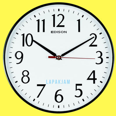Jam Dinding Analog Polos Minimalis Edison Putih Hitam JDEDISEDW320-T38PUTHIT