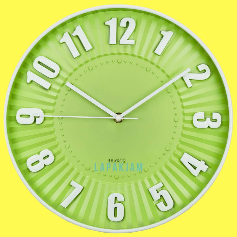 Jam Dinding Analog Polos Minimalis Kikai Hijau JDKI9750HIJ