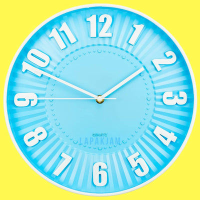 Jam Dinding Analog Polos Minimalis Kikai Biru JDKI9750BIR