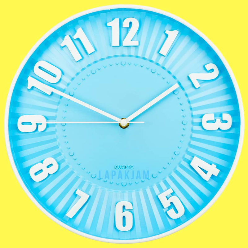Jam Dinding Analog Polos Minimalis Kikai Biru JDKI9750BIR