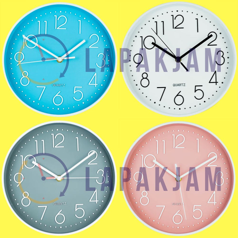 Jam Dinding Analog Polos Minimalis Alari Biru JDALARRC-8101ABIR
