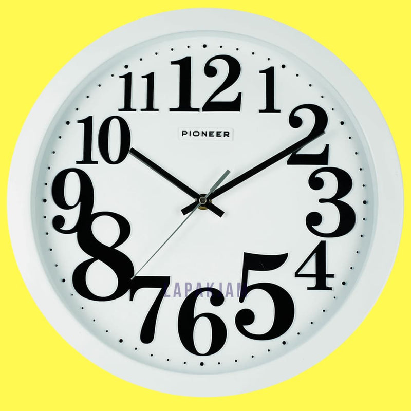 Jam Dinding Analog Polos Minimalis Pioneer Putih JDONPT2DWHI