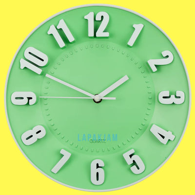 Jam Dinding Analog Polos Minimalis Kikai Hijau JD68KIK-928IJ