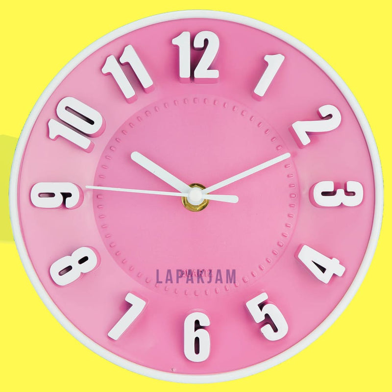 Jam Dinding Analog Polos Minimalis Kikai Pink JDKIKAKK-9618PIN