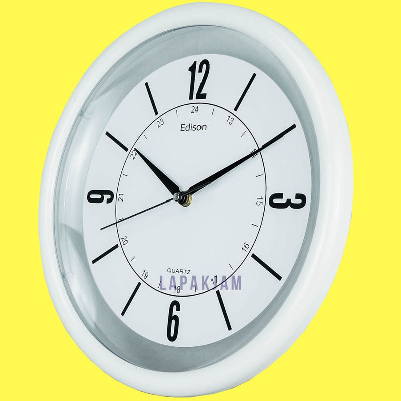 Jam Dinding Analog Polos Minimalis Edison Putih JDEDEDW33R-B2P
