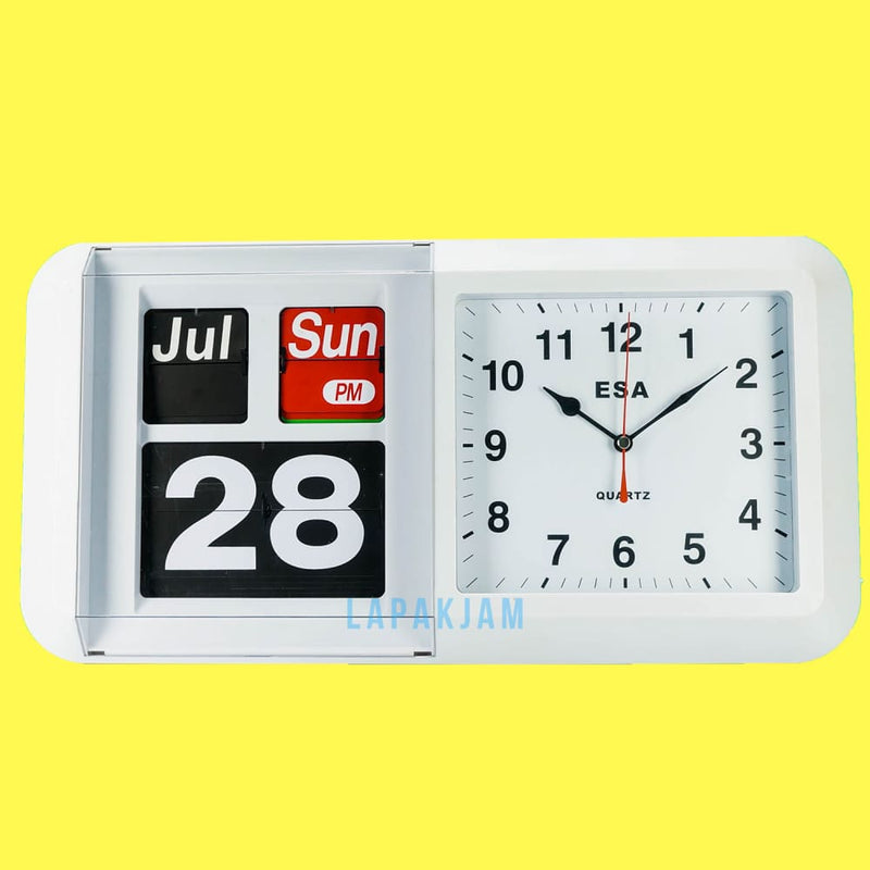 Jam Dinding Analog Polos Minimalis Esa Putih JDESD-410GLHRP