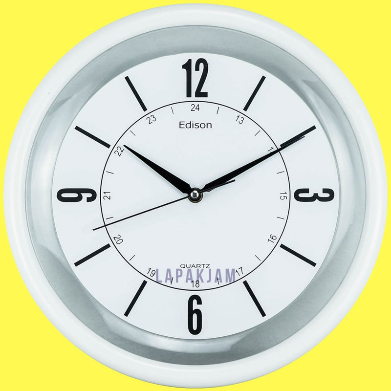 Jam Dinding Analog Polos Minimalis Edison Putih JDEDEDW33R-B2P