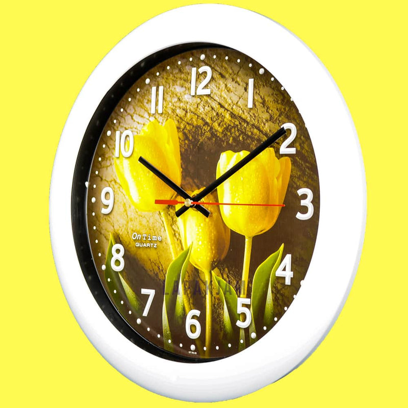 Jam Dinding Analog Bunga Ontime Putih JDON76-FL89