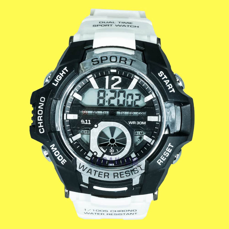 Jam Tangan Digital Sporty 511-B6 Putih Hitam JA511-B6DPUTHIT
