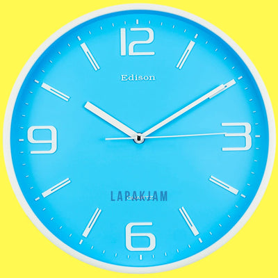 Jam Dinding Analog Polos Minimalis Edison Biru JDEDED290TCBIM