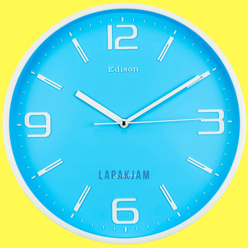 Jam Dinding Analog Polos Minimalis Edison Biru JDEDED290TCBIM