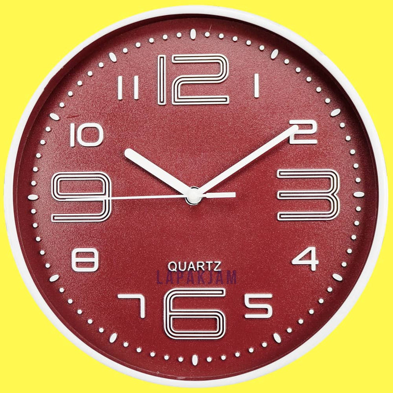 Jam Dinding Analog Polos Minimalis Nikko Maroon JDNINK2821MAR