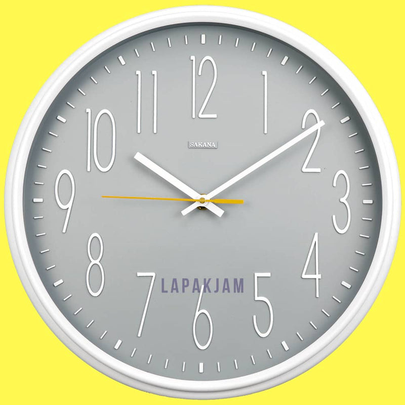 Jam Dinding Analog Polos Minimalis Sakana Abu Abu JDSA44ABU