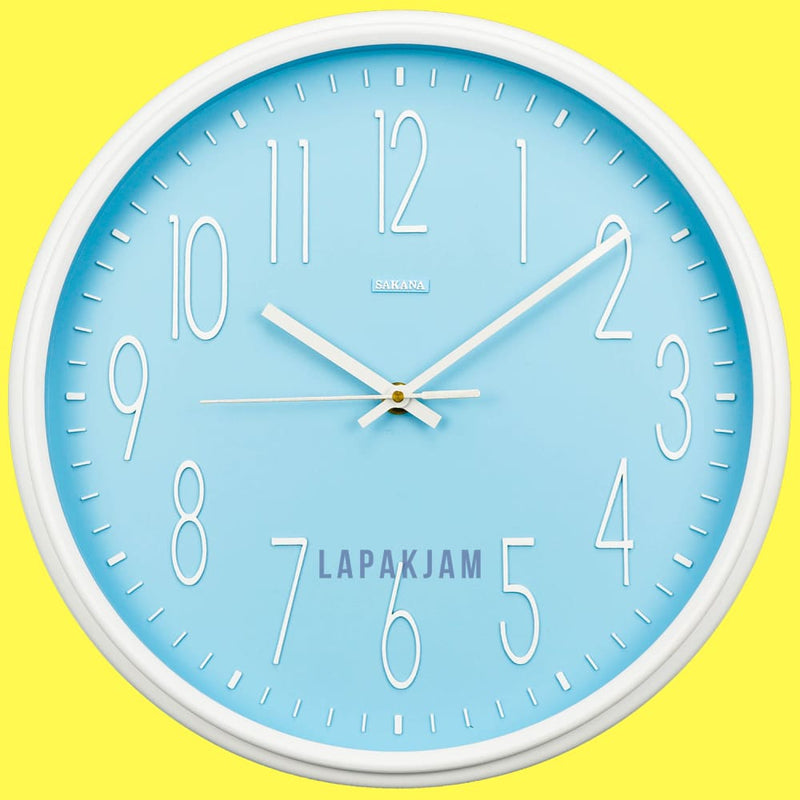 Jam Dinding Analog Polos Minimalis Sakana Biru JDSA44BIR