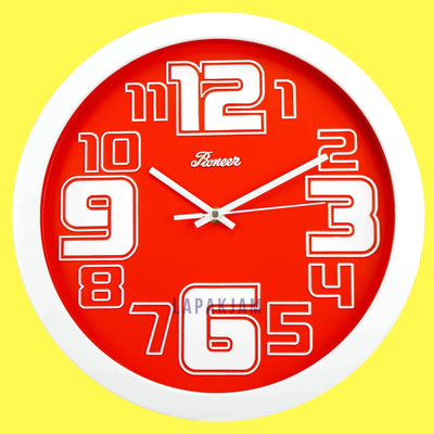 Jam Dinding Analog Polos Minimalis Pioneer Merah JDONPT2DRDWI
