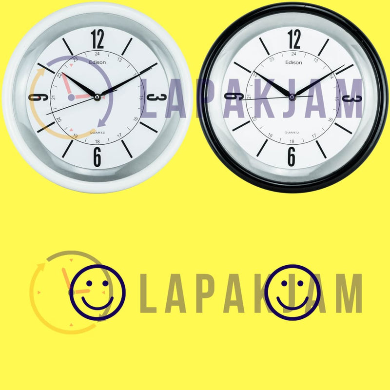 Jam Dinding Analog Polos Minimalis Edison Putih JDEDEDW33R-B2P
