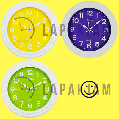 Jam Dinding Analog Polos Minimalis TimeStar Kuning JD58218DYLWHI