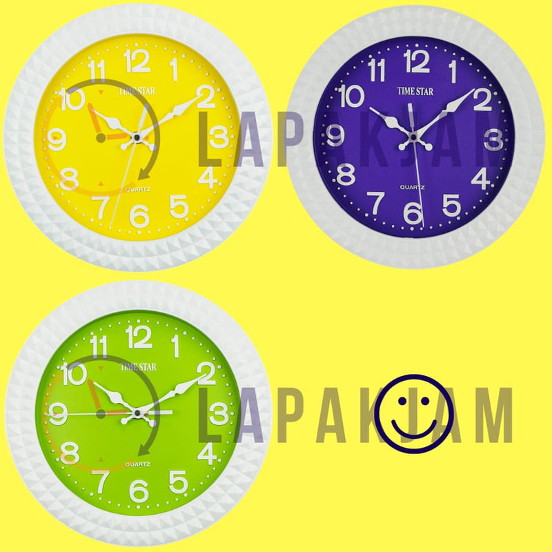 Jam Dinding Analog Polos Minimalis TimeStar Kuning JD58218DYLWHI