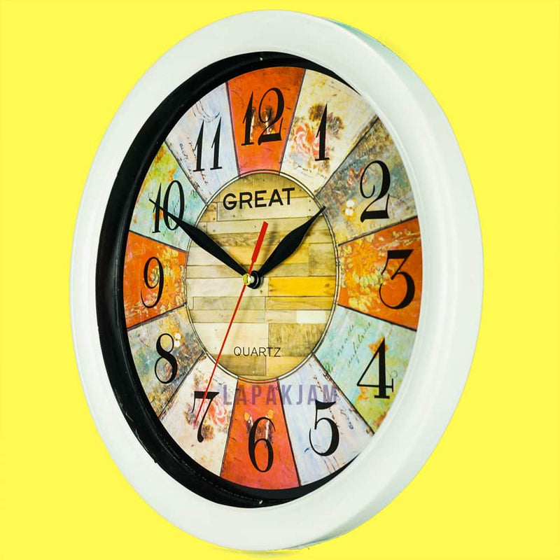 Jam Dinding Analog Bunga Great Putih JDGREA777G-1PUT