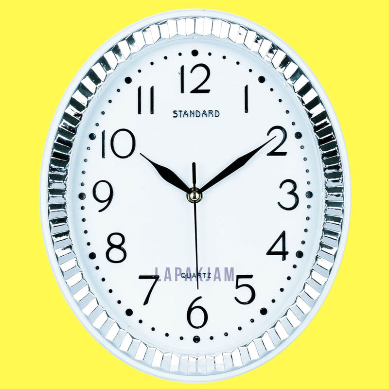 Jam Dinding Analog Polos Minimalis Standard Silver JDSTAN121PPUTSIL