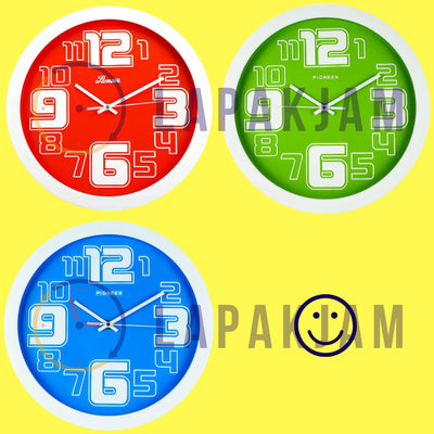 Jam Dinding Analog Polos Minimalis Pioneer Merah JDONPT2DRDWI
